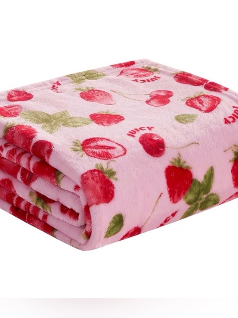 Juicy couture strawberry throw plush blanket NWT - Picture 10 of 10
